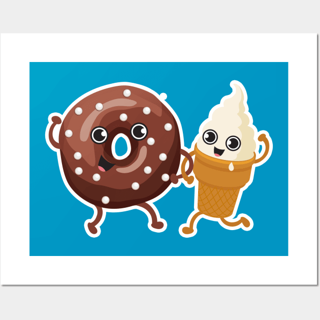 Chocolate Donut + Ice cream Wall Art by Plushism